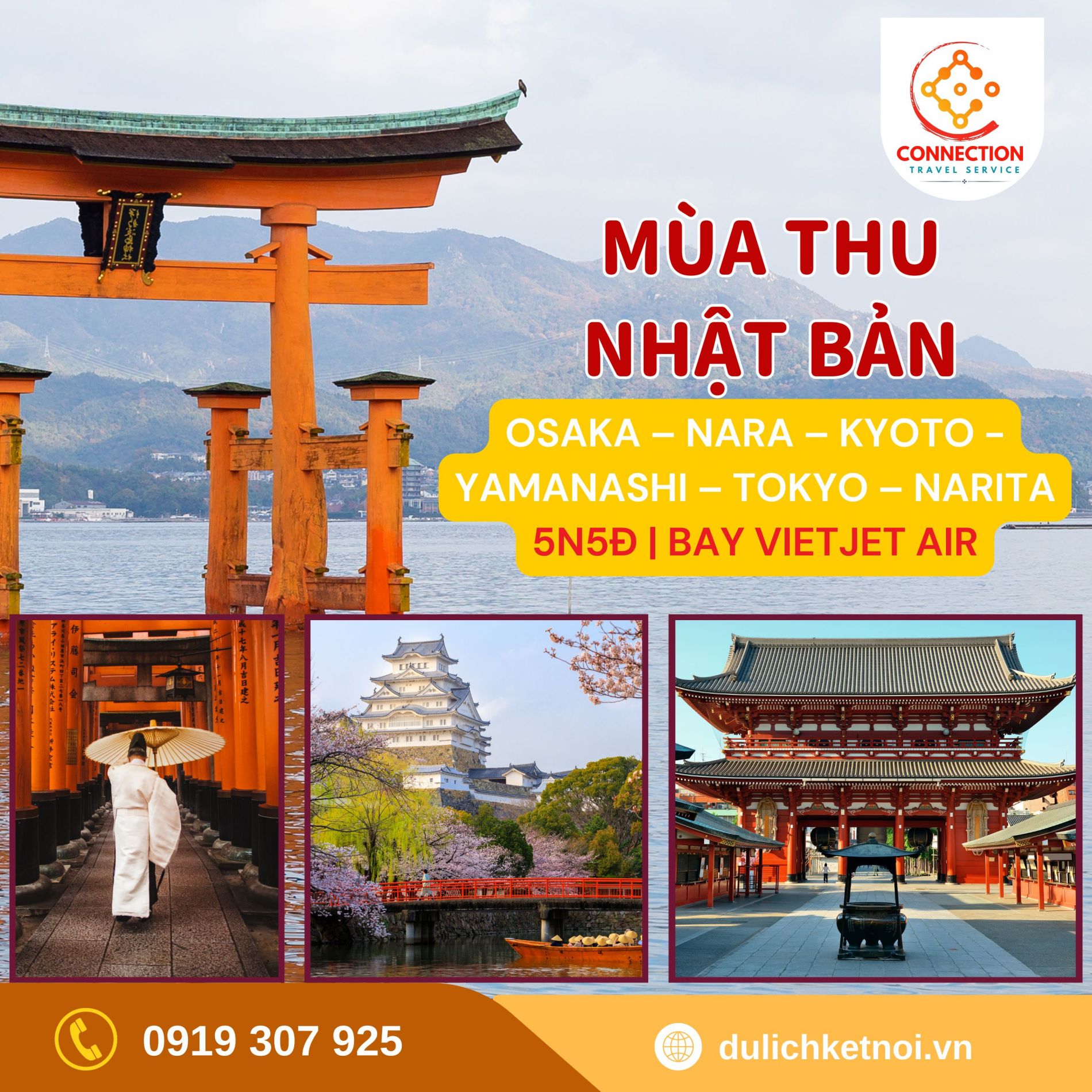 Tour Nhật Bản: Osaka - Kyoto - Yamanashi - Tokyo - Narita Mùa Thu | 5N5Đ - VIETJET AIR