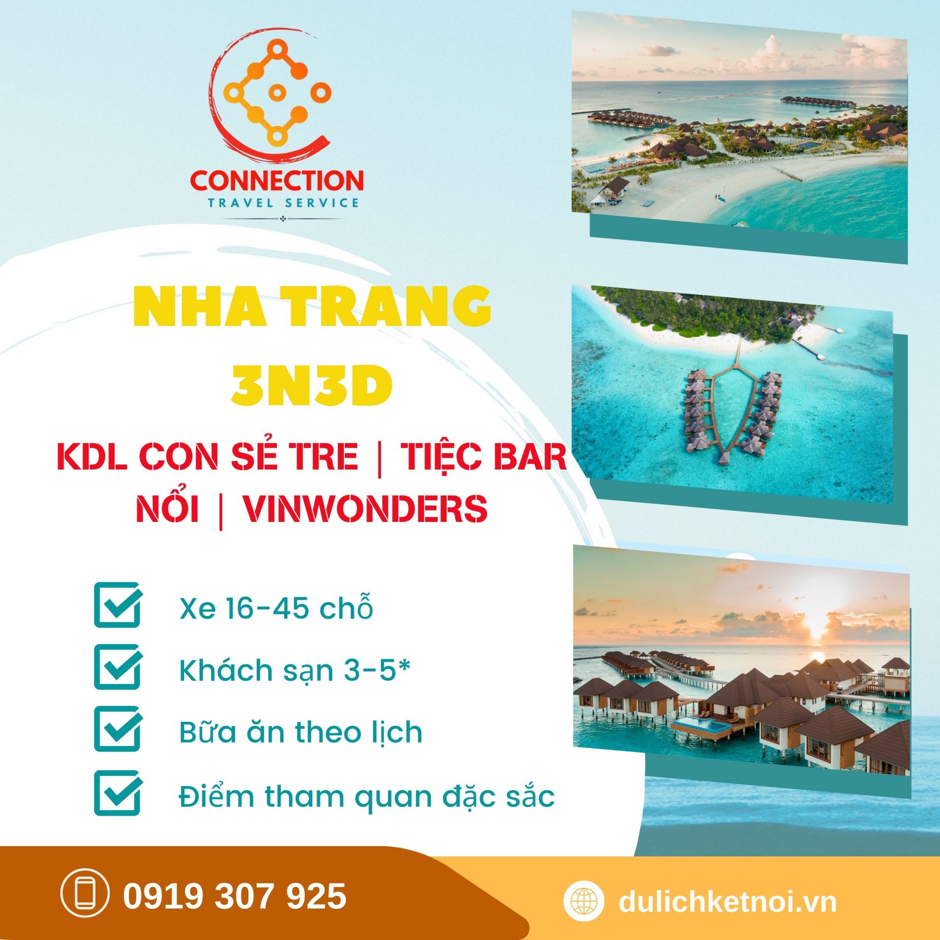 Tour Nha Trang | KDL Con Sẻ Tre | Tiệc Bar Nổi | Vinwonders - 3N3Đ